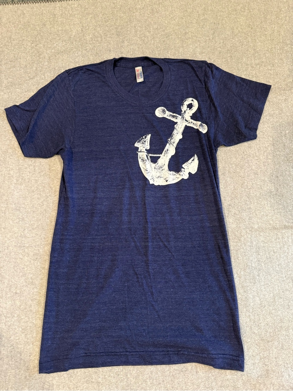 American Apparel Navy Short-Sleeve Tee with White Anchor Graphic
